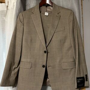 Banana Republic Factory Beige Checkered Suit Jacket